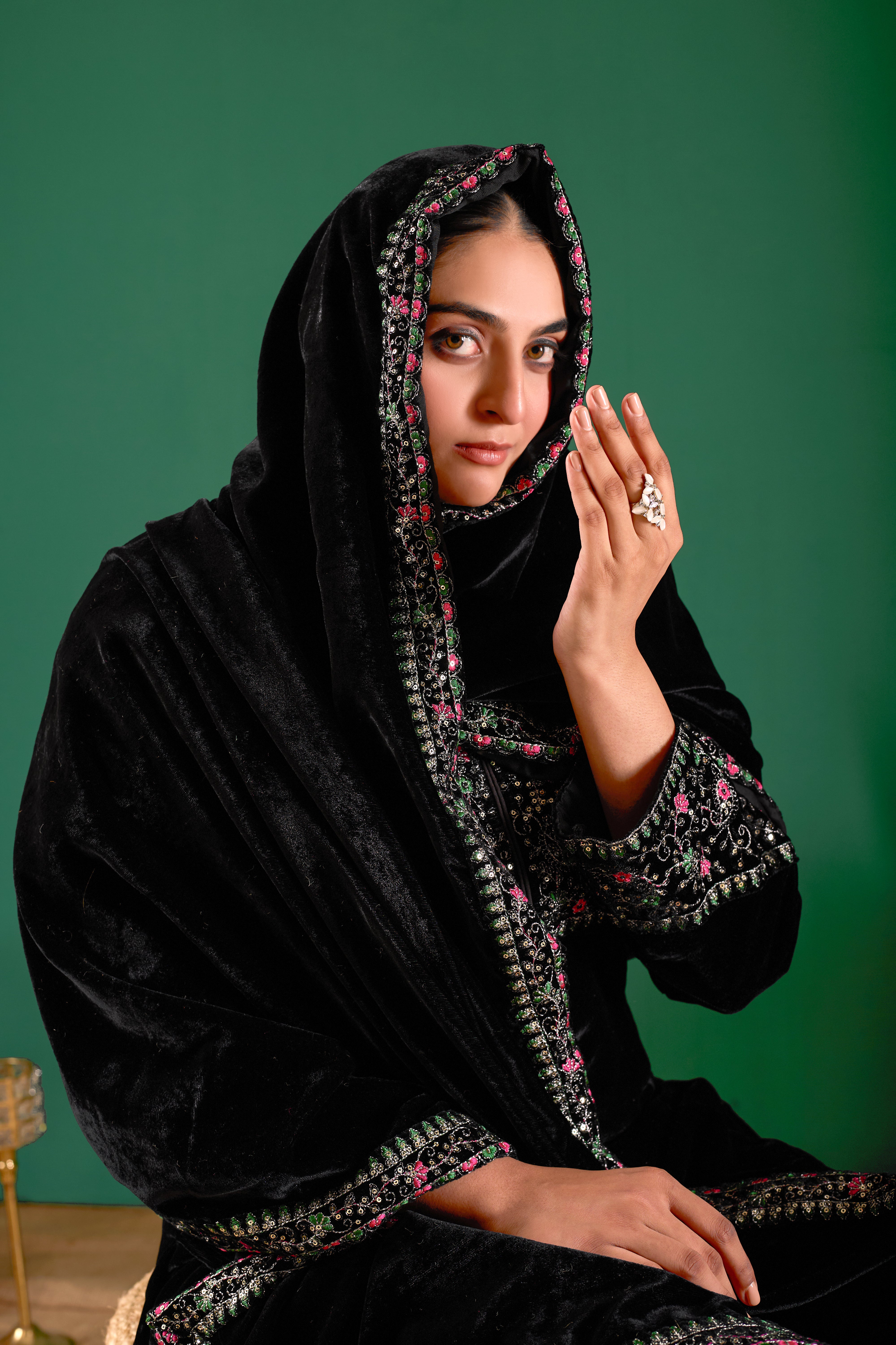 Black Velvet Design Kurti Set