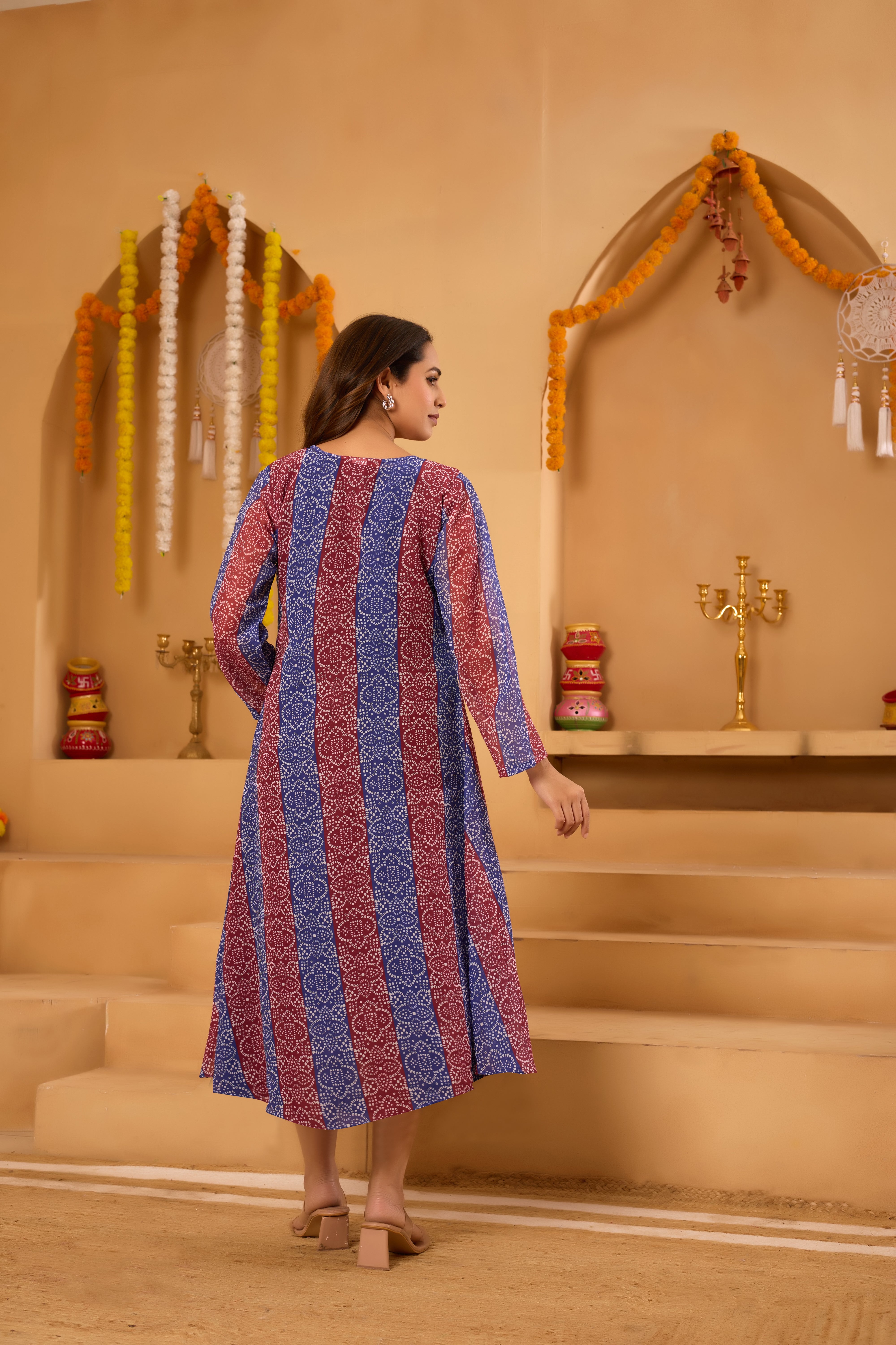 Red Bandhni Shrug set