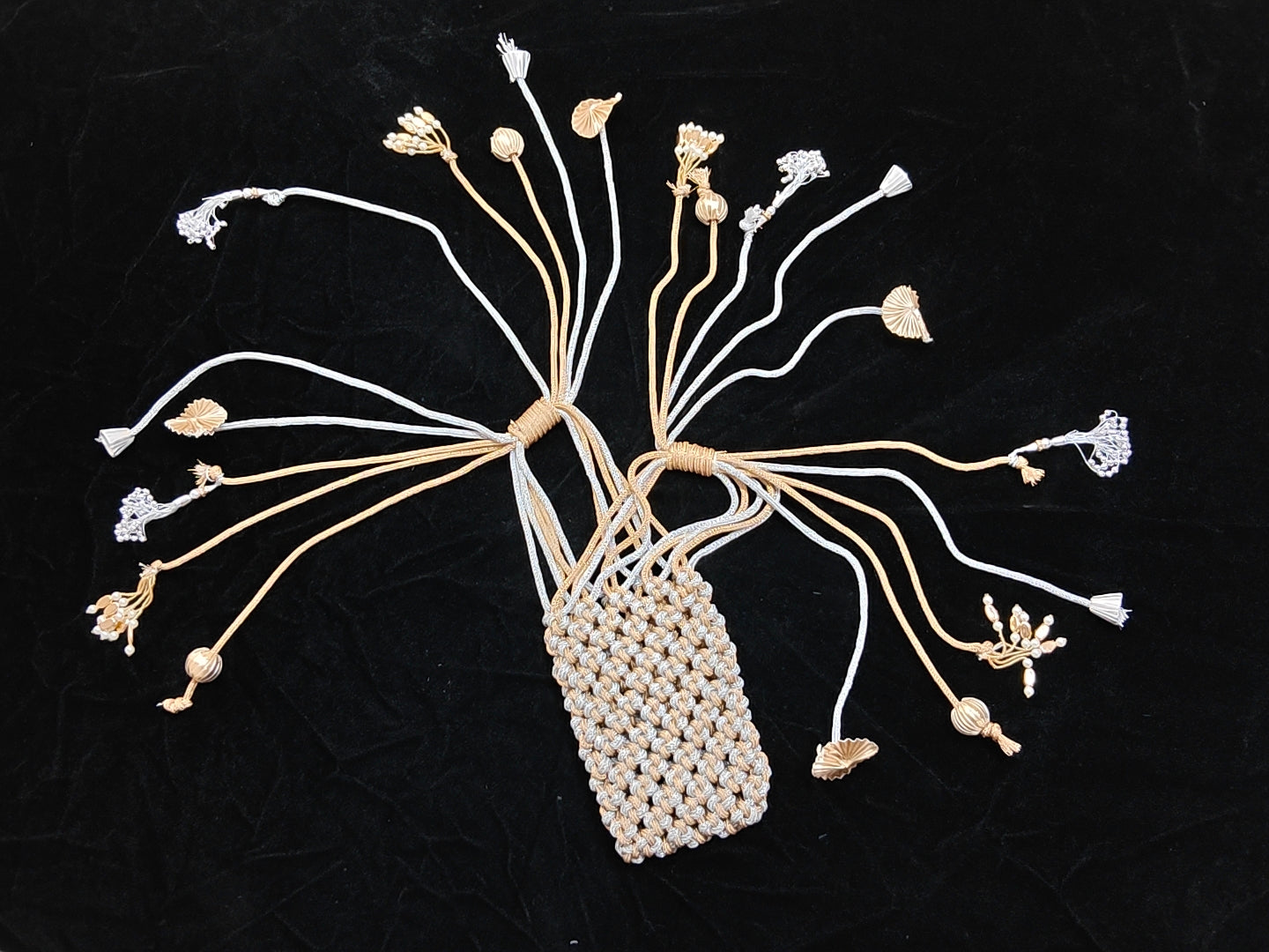 D 16 Elegant Handcrafted Potli Purse for Women, Silver & pure Gold Colour.