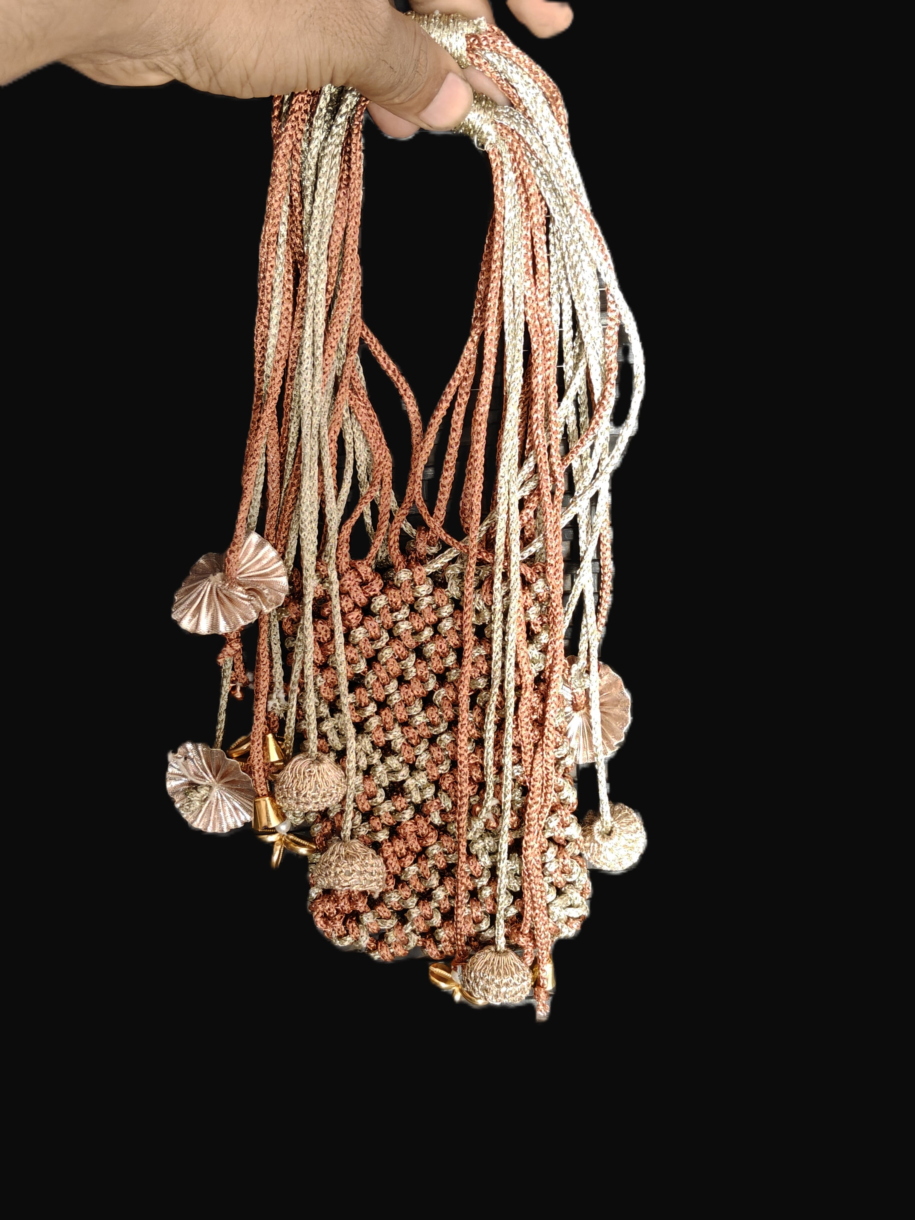 D 15 Elegant Handcrafted Potli Purse for Women, Rose Gold & Silver Colour.