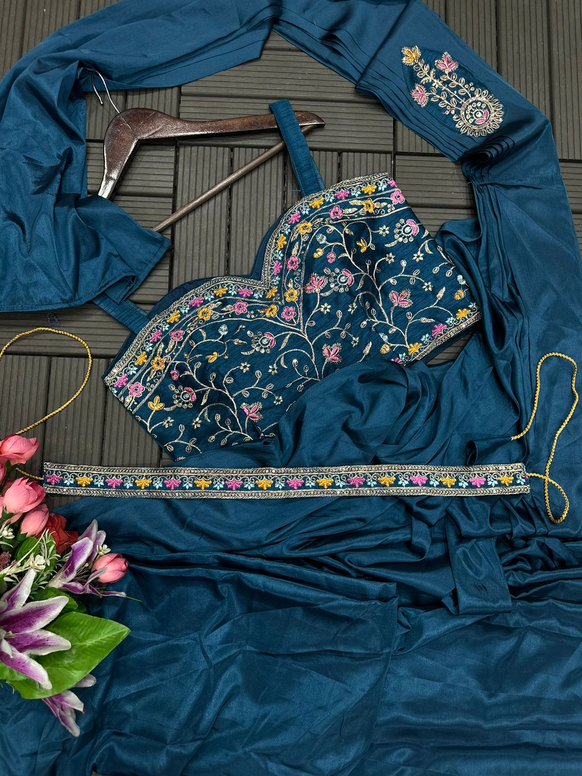 D 51  Teal Green Designer Saree with Jacket