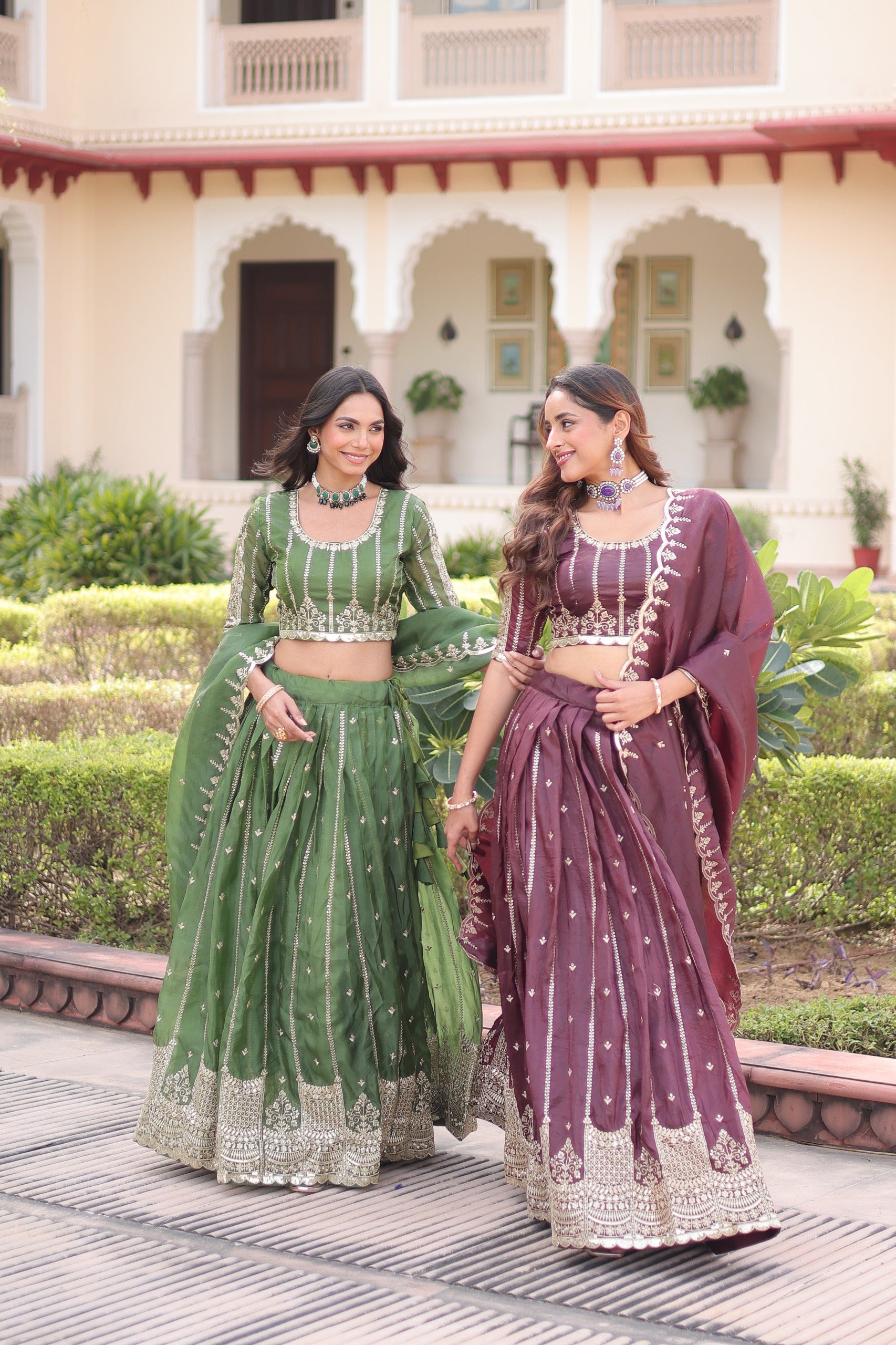 D 42 🤎 Royal Wine Embroidered Lehenga Choli Set 🤎