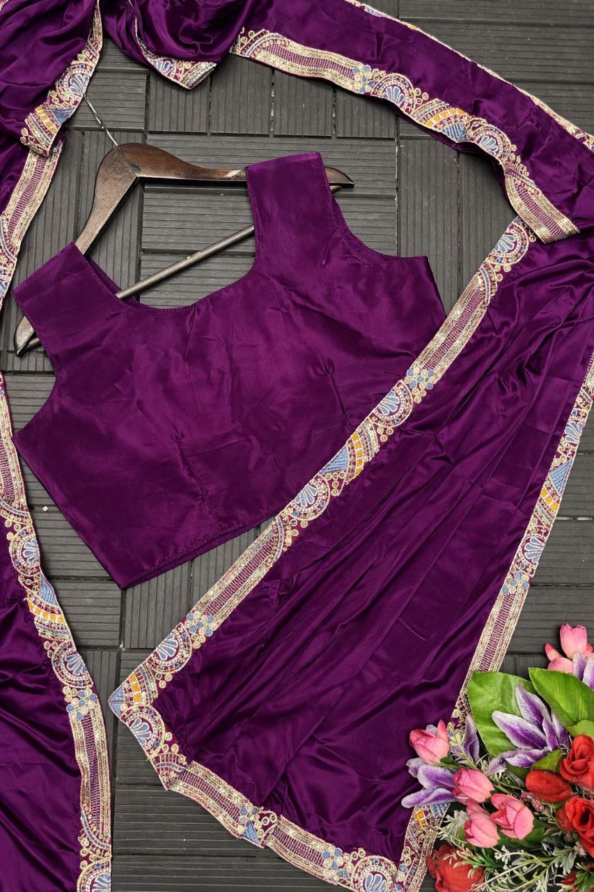 D 48 Royal Purple Jacket Saree