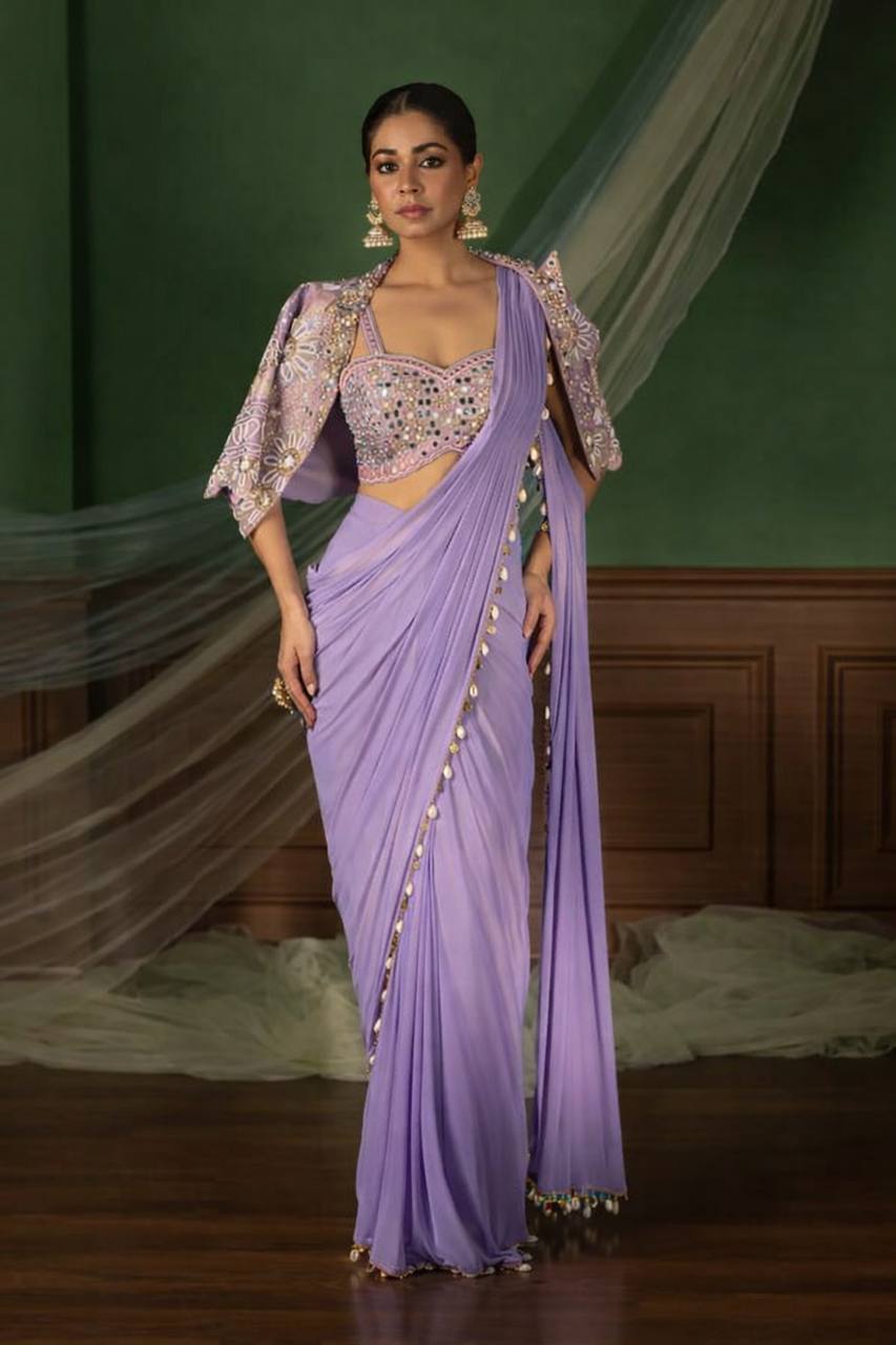 D 27 Lavender Purple Designer Saree