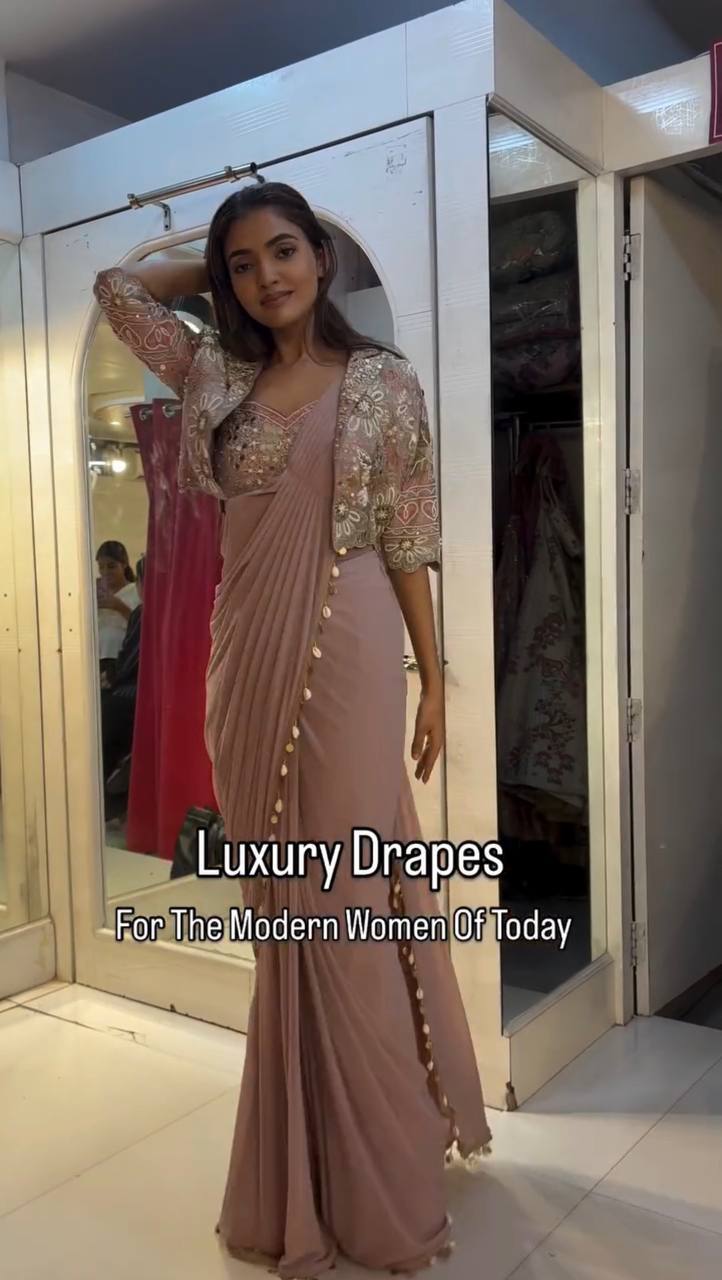 D 28 Blush Pink Party Wear Saree