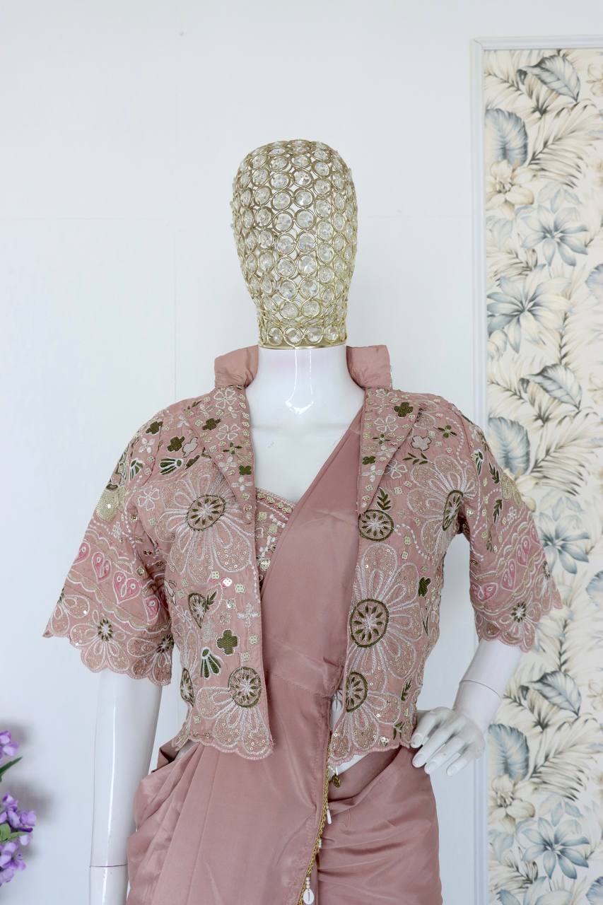 D 28 Blush Pink Party Wear Saree