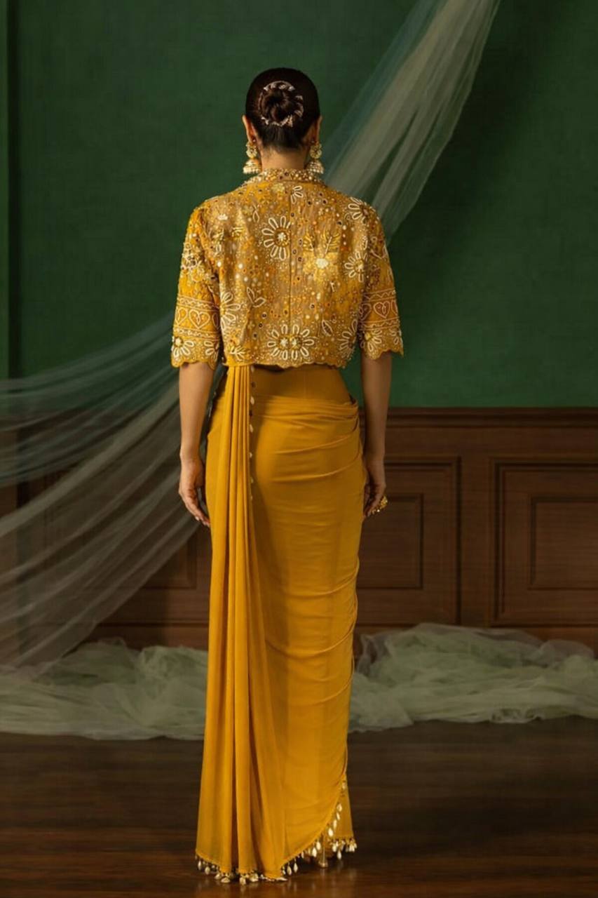 D 29 Mustard Yellow Festive Saree