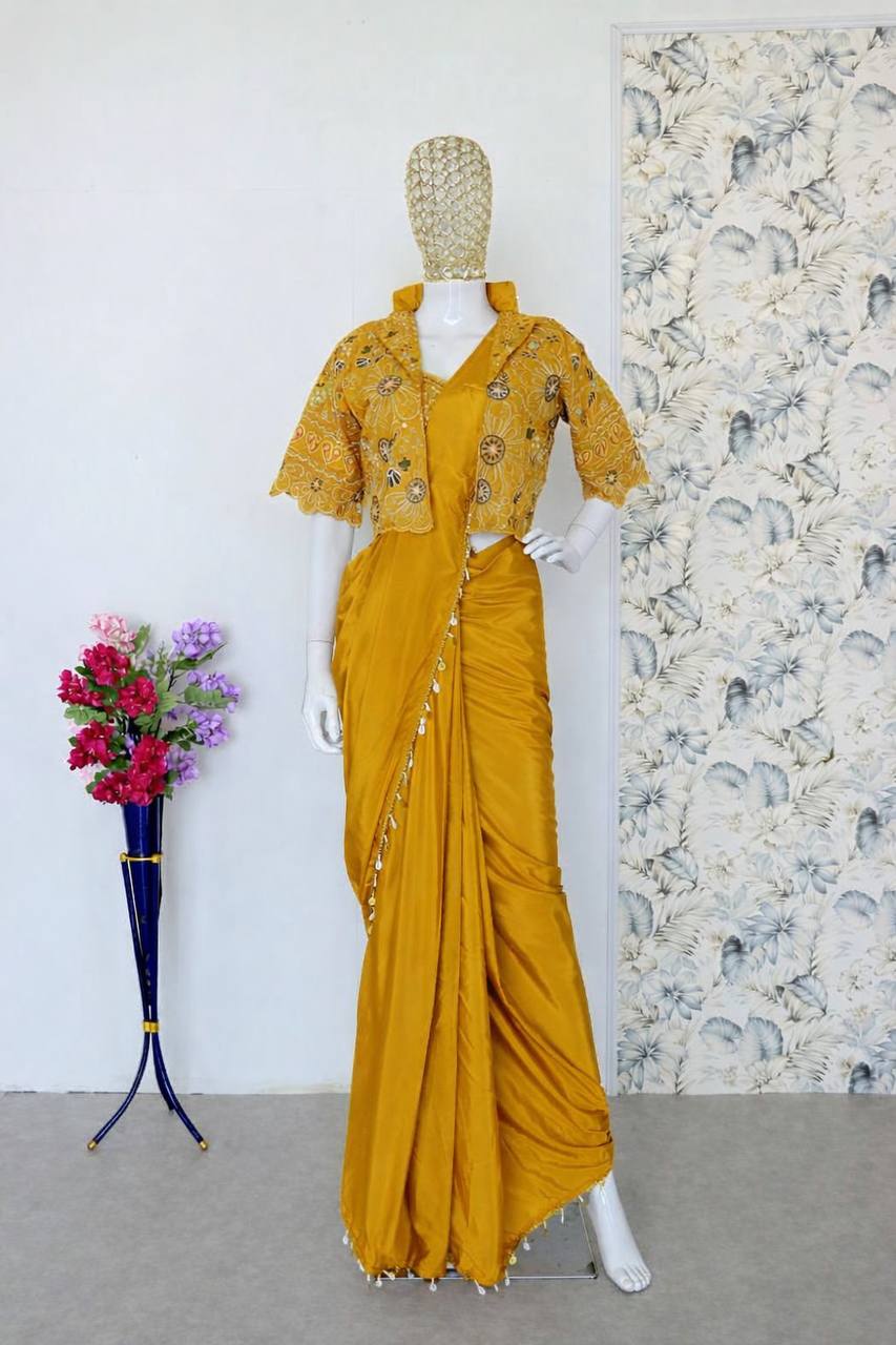 D 29 Mustard Yellow Festive Saree