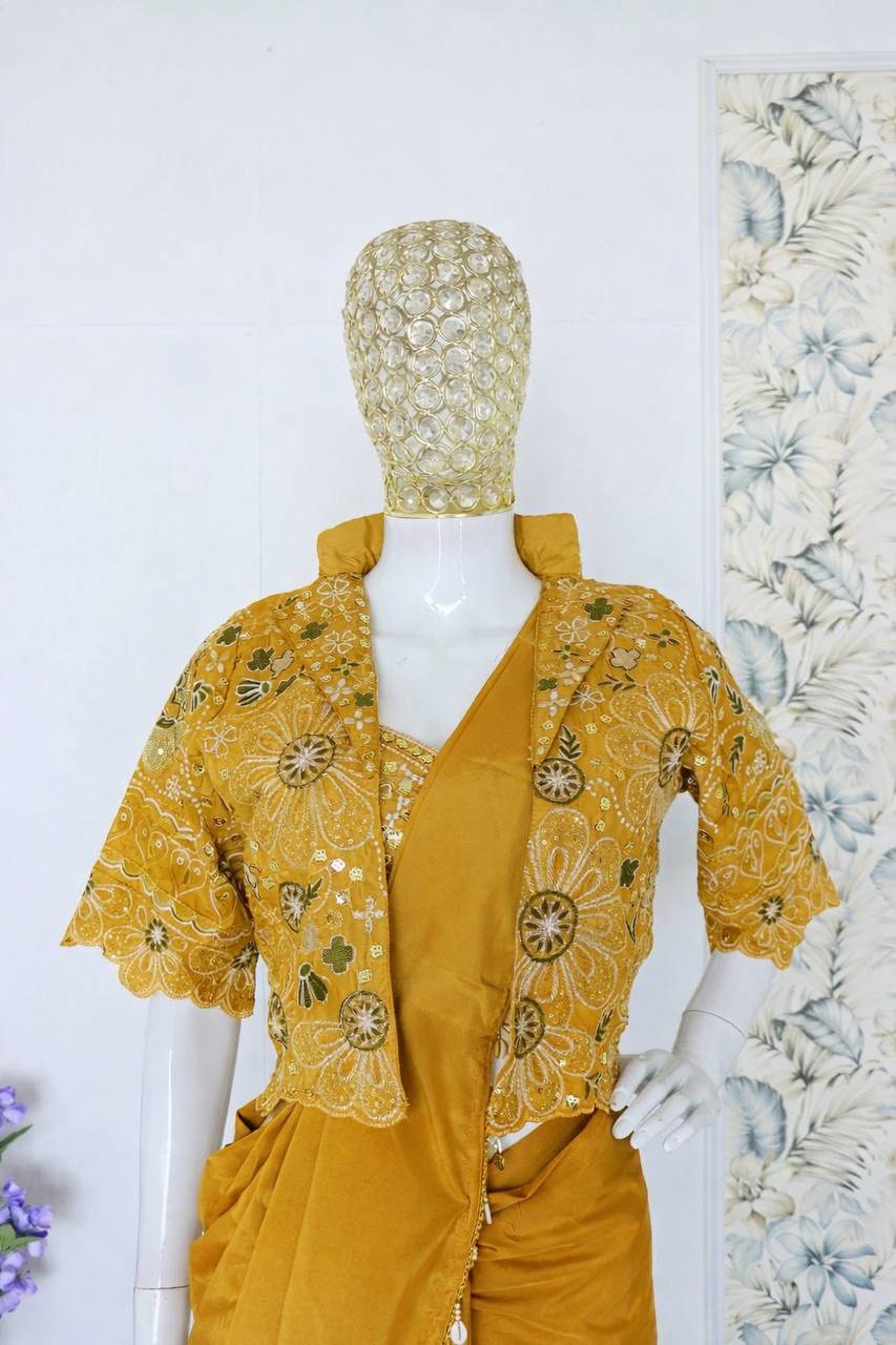 D 29 Mustard Yellow Festive Saree