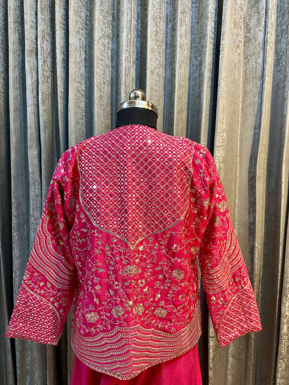 D 74 ✨ Designer Pink Embroidered Co-Ord Set with Jacket ✨