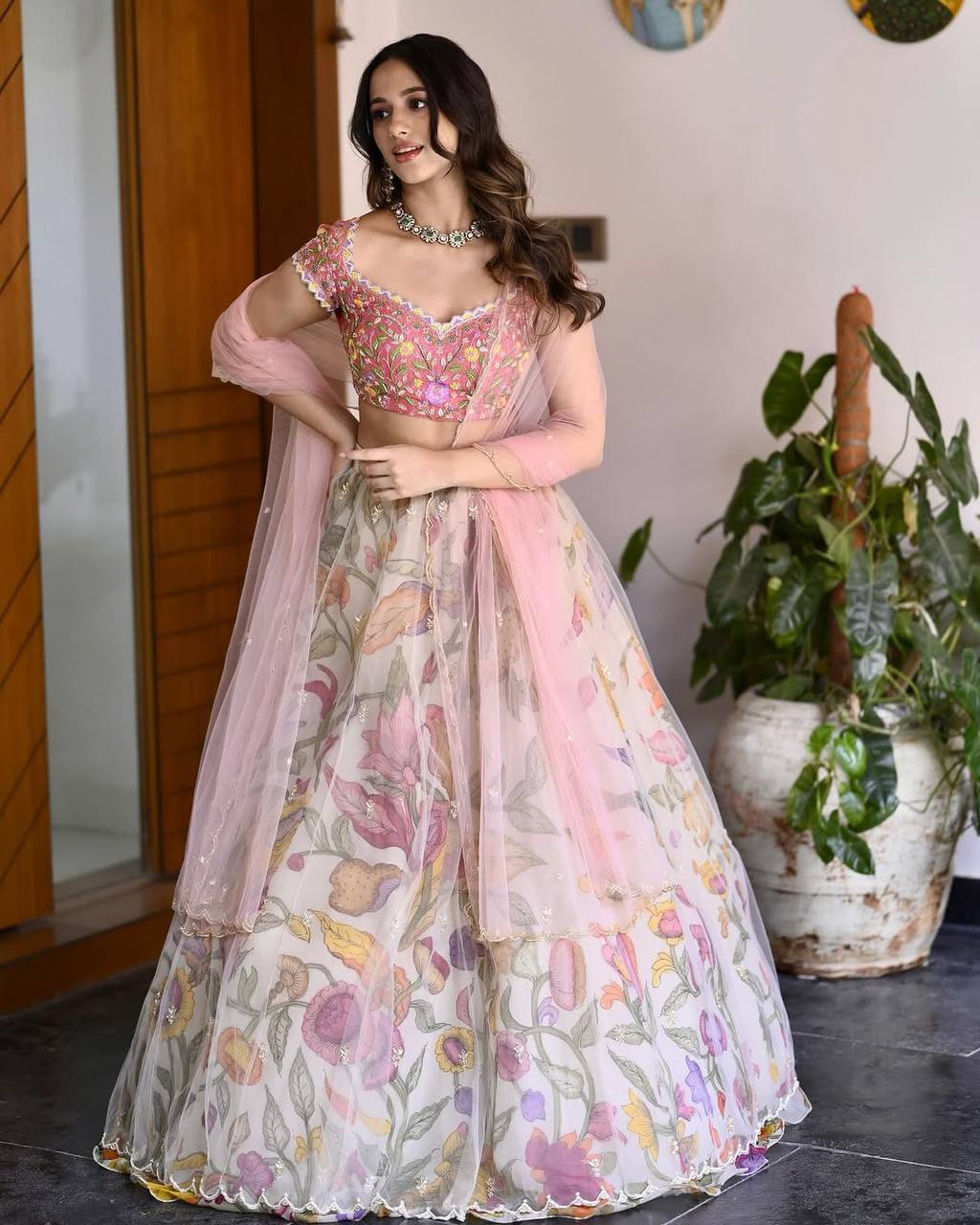 D 78 🌸 Bella Boutiques Exclusive – Pastel Floral Lehenga Set 🌸