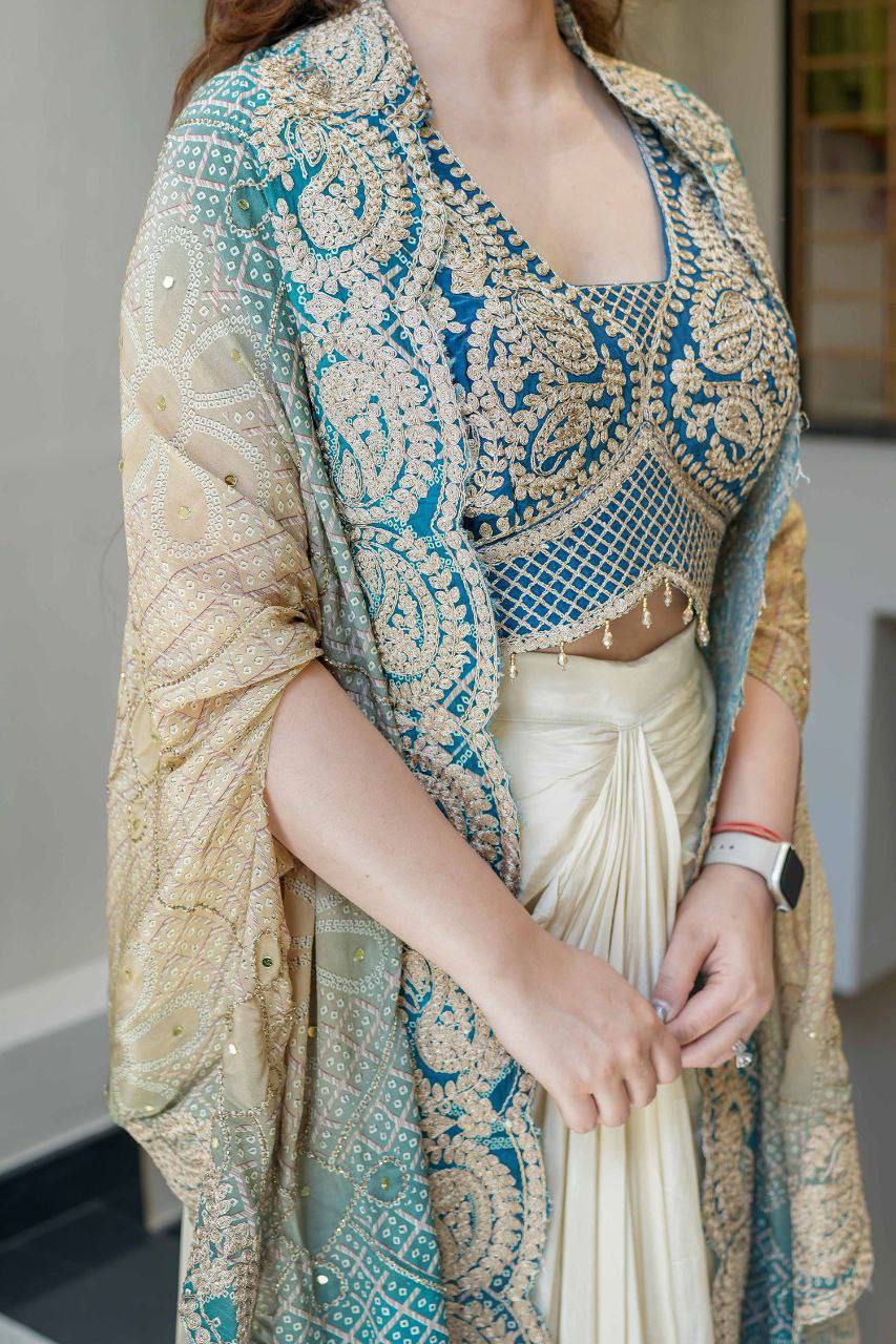 D 98  Elegant Embroidered Saree Set – Timeless Festive Glamour