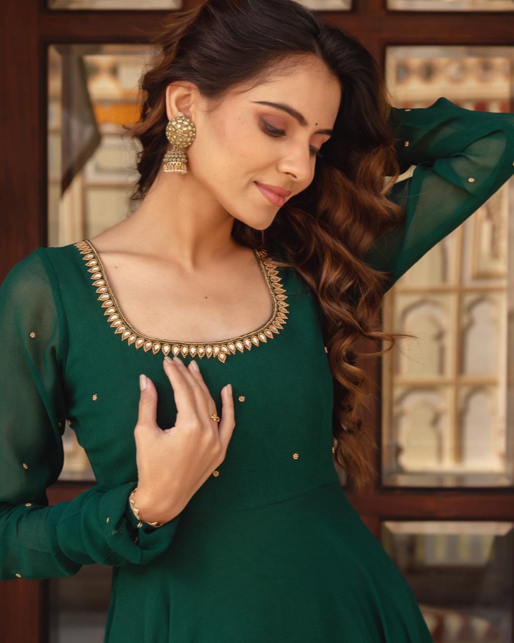 Elegant Green Anarkali Kurta Set with Dupatta