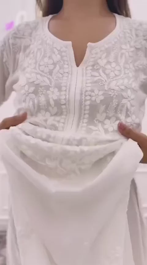 D 80 🤍 Bella Boutiques – New Launch Maslin Chikankari Kurti Set 🤍