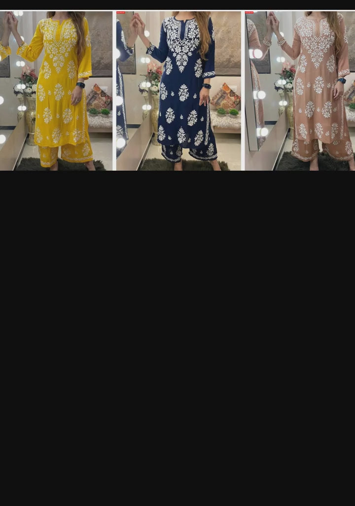 Navy Blue Chikankari Kurti For Women