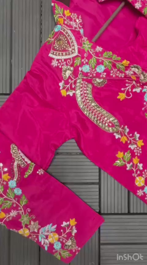 D 88 💖 Elegant Pink Embroidered Co-Ord Set 💖