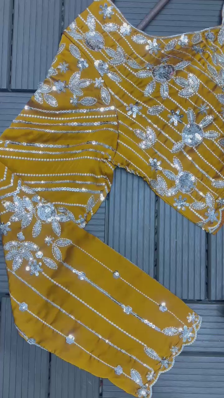 Mustard Yellow Embroidered Lehenga Choli Sets D 103