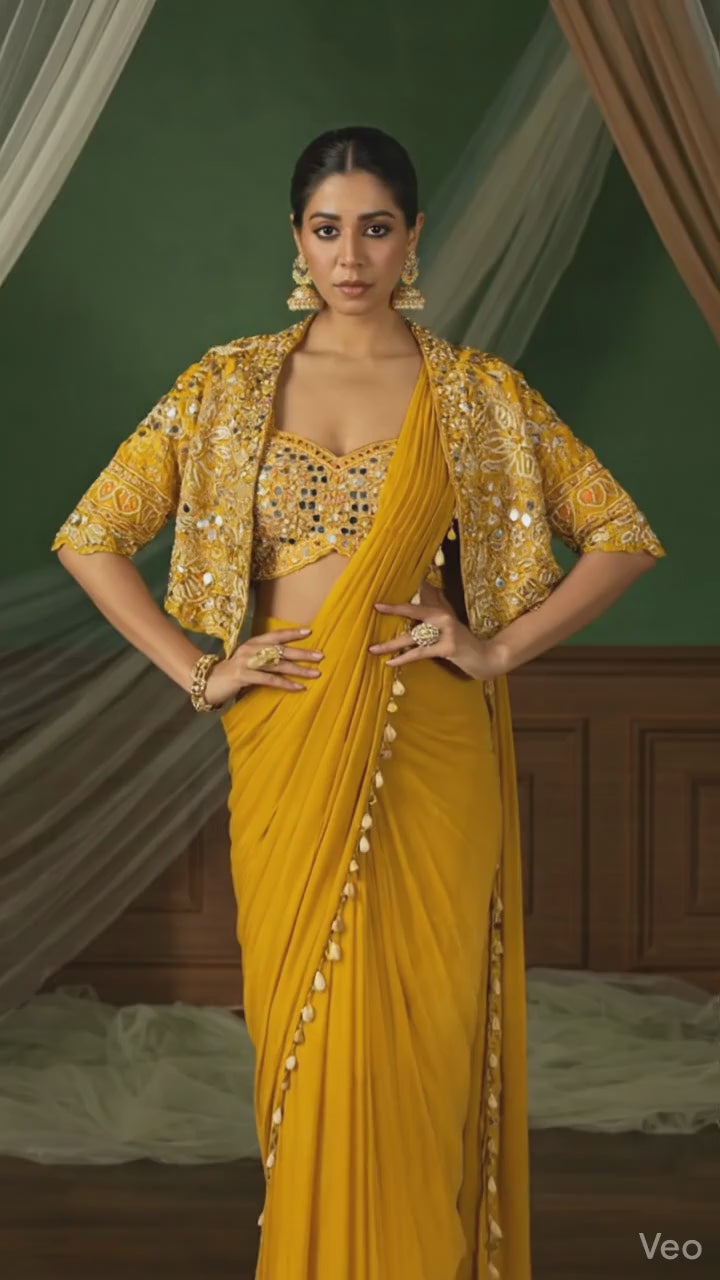 D 29 Mustard Yellow Festive Saree