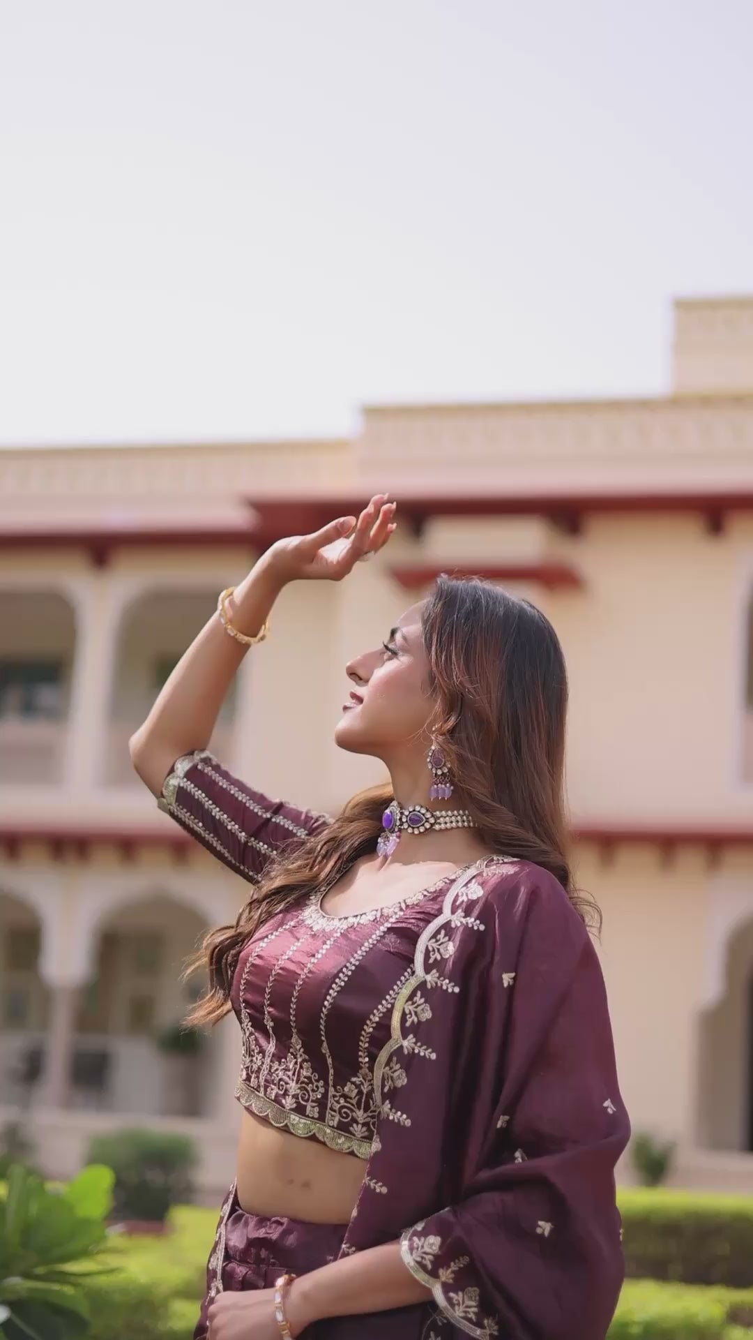 D 42 🤎 Royal Wine Embroidered Lehenga Choli Set 🤎