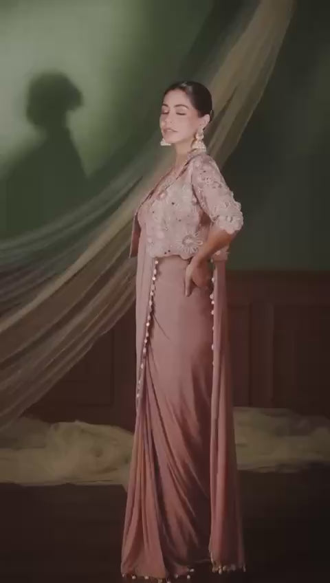 D 28 Blush Pink Party Wear Saree