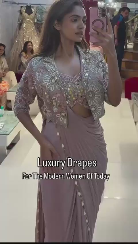 D 28 Blush Pink Party Wear Saree