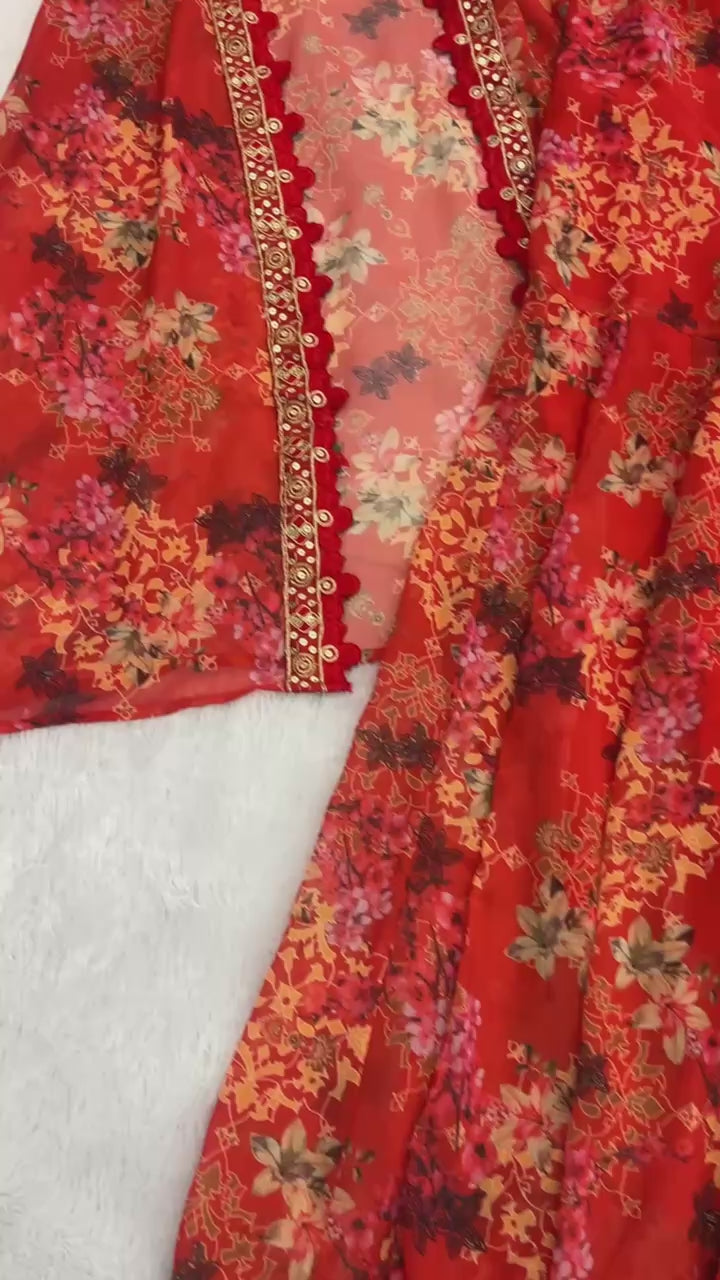 D 94 ✨ Elegant Red Floral Fusion Set ✨