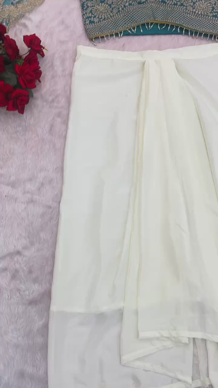 D 98  Elegant Embroidered Saree Set – Timeless Festive Glamour