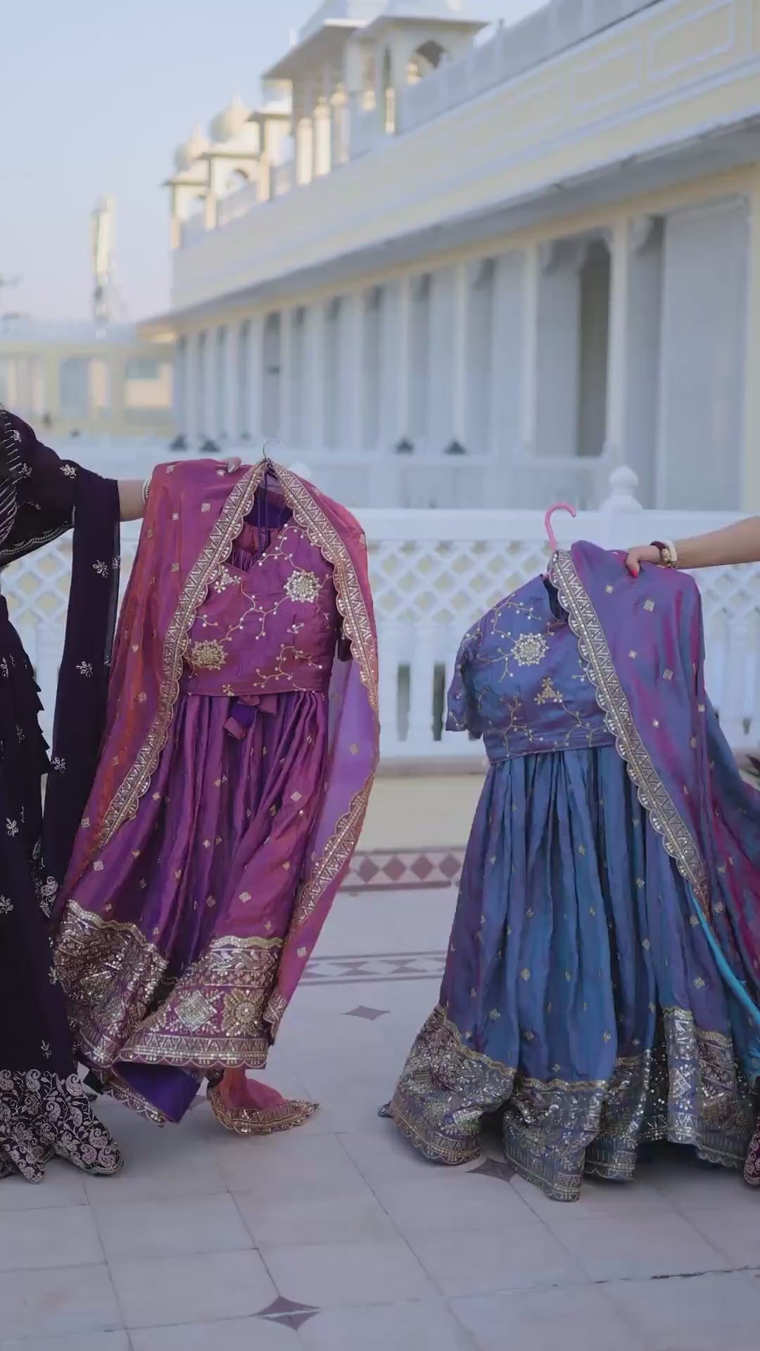 D 66 ✨ Royal Wine &amp; Plum Lehenga Set with Golden Embroidery ✨